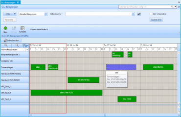 list bookings timeline planning de web